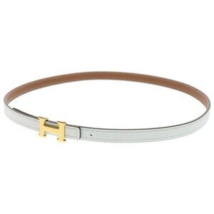 Hermes Mini Constance Belt White Brown Gold